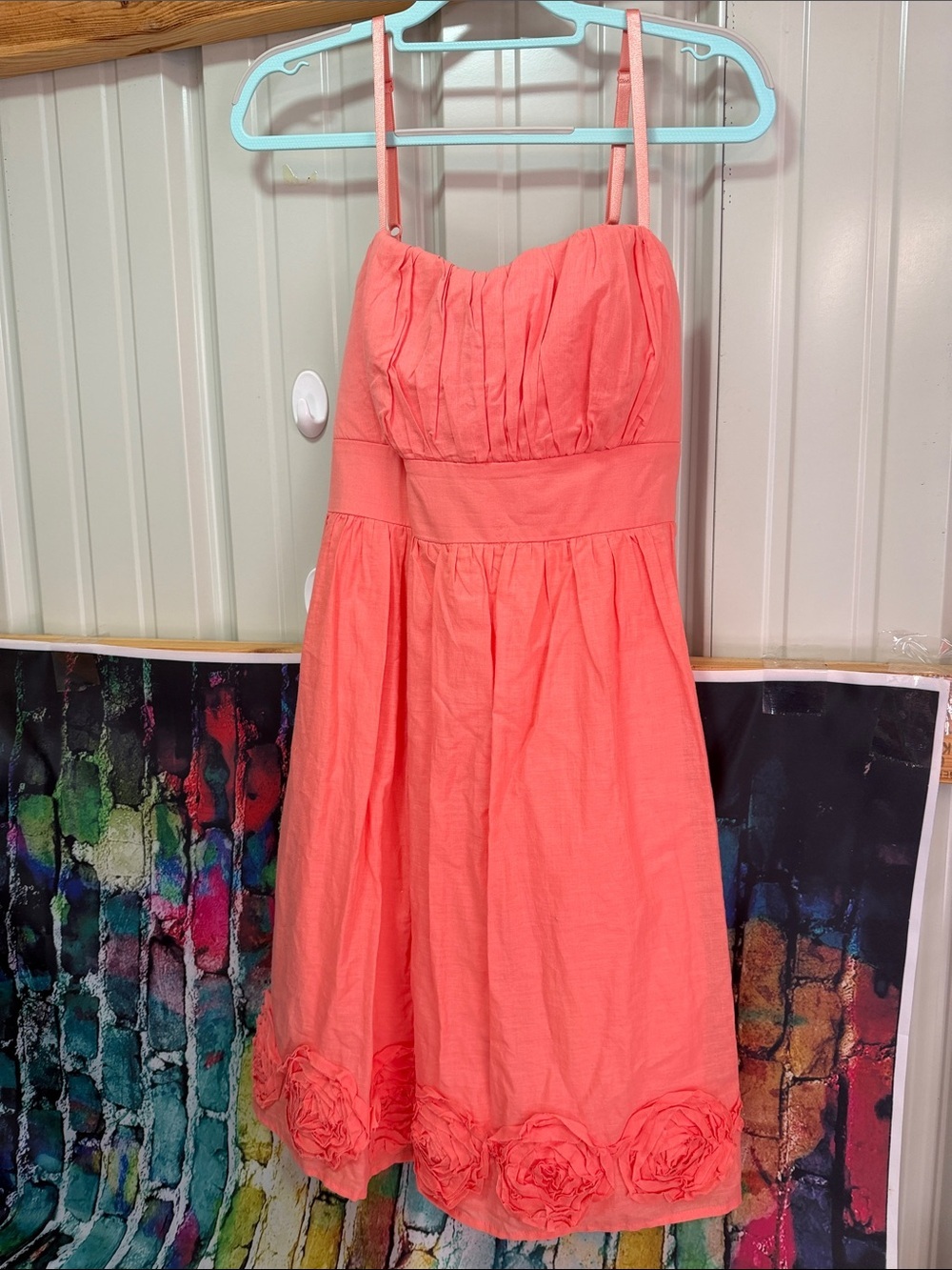 Maurices Coral Pink Spaghetti Strap Midi Dress with Rosette Hem
